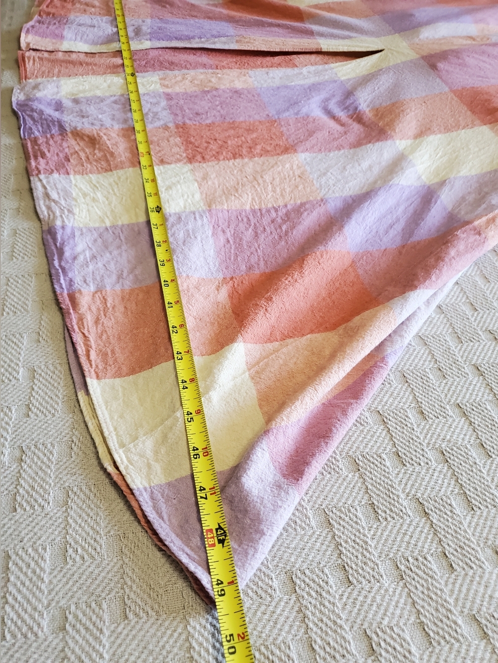 Dress Forum LA Ally Plaid Maxi Dress Lavender Coral Tie-back Front Slit Lined - Picture 9 of 16